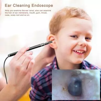 3-в-1 USB-эндоскоп для чистки ушей HD Visual Ear Spoon Earpick с мини-камерой чёрный