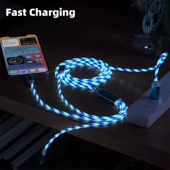 3 в 1 USB-кабель для iPhone, быстрое зарядное устройство, зарядный кабель для телефона Android типа c, xiaomi, huawei, Samsung, зарядный провод для iPad 1.2m