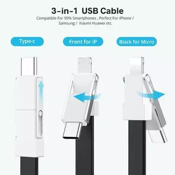 3 в 1 USB-кабель Micro USB Type C кабель для Samsung Xiaomi Huawei 2A Mini Keychain Charger Зарядные кабели для IOS 1 PCS красный