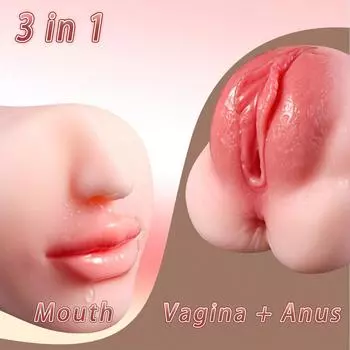 3 в 1 Вагина Гарем Рот Трехканальный Мужской Мастурбатор Карманный Мастурбатор Реалистичная Секс Кукла Оральный Секс Глубокая Глотка Мужской Мастурбатор Игрушки