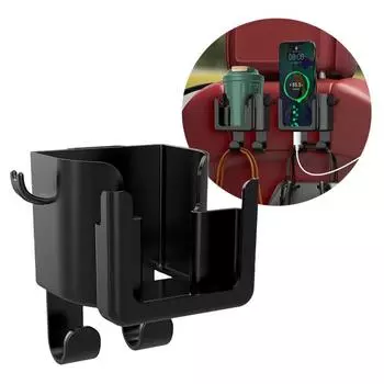 3 в 1 вешалка для спинки сиденья автомобиля крючок для хранения держатель телефона подголовник держатель для чашки подвесной кронштейн для подголовника для сумки с одеждой автомобильный набор для уборки чёрный