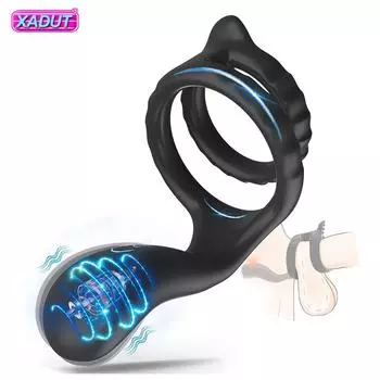 3 в 1 вибрирующее кольцо на член, мужской вибратор, кольцо на пенис, задержка эякуляции, массаж яичек, стимулятор промежности, секс-игрушки для взрослых для мужчин
