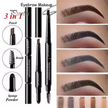 3 в 1 водонепроницаемый карандаш для бровей, пудра, кисть для бровей, пигмент, косметический набор для макияжа кофейный