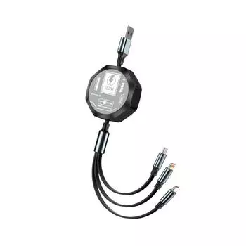 3 в 1 выдвижной USB-кабель 100 Вт для быстрой зарядки и передачи данных Micro USB Type C для Iphone Android Phone Xiaomi Huawei OPPO 1.2m