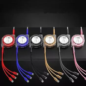 3-в-1 выдвижной USB-кабель для зарядки Micro USB типа C для зарядного устройства мобильного телефона, кабель для быстрой зарядки 39,37 дюйма белый