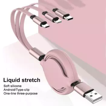 3 в 1 выдвижной зарядный кабель, совместимый с iOS, кабель Micro USB Type C, кабель для быстрой зарядки и синхронизации данных