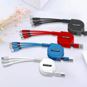 3 в 1 зарядный кабель выдвижной USB зарядка 2.4A быстрая зарядка для XiaoMi HuaWei Samsung портативный зарядный кабель Micro Type-C розовый