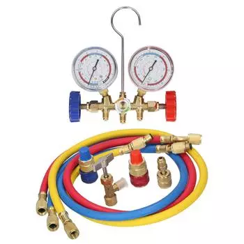 3 Way AC Manifold Gauge Set with Hoses Couplers & Adapter Refrigerant AC Gauges Automotive AC Gauge Set for R12 R22 R404A R134A