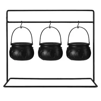 3 ведьмы котел сервировочные миски на стойке черный пластиковый конфетный котел ведро для дома в помещении и на открытом воздухе