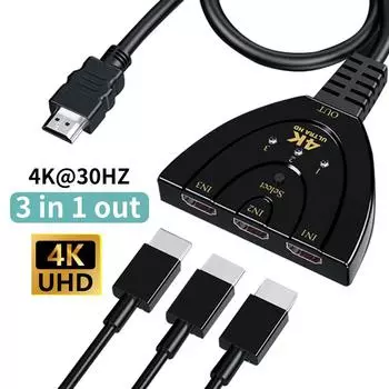 3 входа 1 выход HDMI-переключатель-сплиттер 4K 1080P HDMI-совместимый переключатель для PS4 XBOX DVD HDTV TV Box
