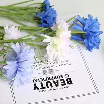 3 вилки/букет искусственный цветок шелковый василек искусственные цветы искусственные растения декоративные цветы домашний декор свадебный декор светло-синий