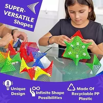 3 X 3 Stem Educational 3D Adventure 48 Tiles And 80 Connectors For Logic Hypertiles Hyperbolic Building Toy