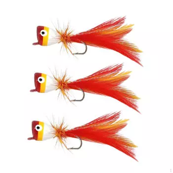 3 X Fly Fishing Lures, Dry Baits, Lifelike Trout Artificial Baits with Sharp Hooks for Bass, красный