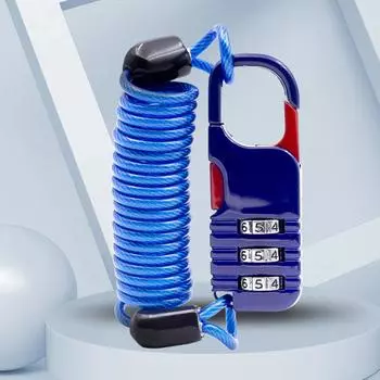 3-значный кодовый замок, водонепроницаемый навесной замок, уличный мини-кодовый замок с тросом для рюкзаков, тележек, кейсов, ограждений розовый