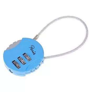 3-значный пароль, комбинация навесных замков, чемодан, металлический кодовый замок, мини-замки с кодовым ключом, противоугонные замки One Size синий