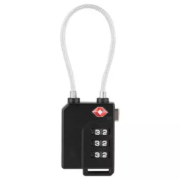 3-значный пароль TSA стальной тросовый замок таможенный кодовый замок для дорожного чемодана багажа(черный)