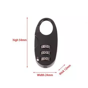 3-значный пароль Замок для шкафа в общежитии Замок-молния для рюкзака Навесной замок для багажа Портативный кодовый замок серебряный