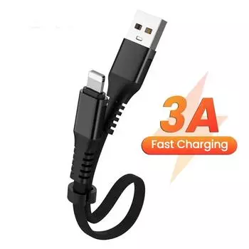 3A USB-кабель для быстрой зарядки iPhone 14 13 12 11 Pro Max 30 см складной Micro USB/Type C/8-контактный провод для быстрой зарядки короткий шнур передачи данных 30cm(Foldable)