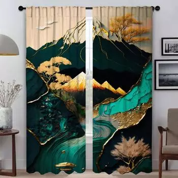 3Abstract Botanic Kintsugi Элегантные шторы для гостиной Тюль для спальни Перегородки Жалюзи Затемняющие шторы Шторы Главная W50xH70cmx2pcs-CL