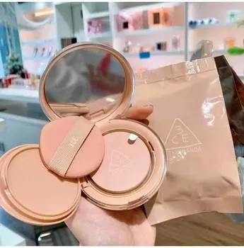 3CE GLOW CUSHION SPF50+ PA+++, Эффект отбеливания и разглаживания морщин, Макияж, Корейская косметика, KBeauty, пробник 002 SOFT NUDE