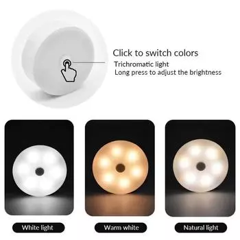3Color Adjustable LED Night Light USB Rechargeable Night Lamp For Kitchen Cabinet Wardrobe Lamp Staircase Wireless Closet Light 2Pcs