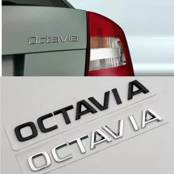 3D ABS Chrome Logo OCTAVIA Emblem Letters Значок на багажник автомобиля для Octavia 1 2 3 4 MK2 MK3 MK4 A5 A7 Наклейка Аксессуары Capital letter чёрный