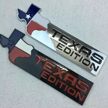3D ABS Chrome TEXAS EDITION Эмблема на кузов автомобиля Логотип Наклейка на задний багажник Наклейка на автомобиль Значок Невыцветающий значок на крыло Наклейка на крыло автомобиля чёрный