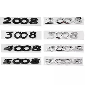 3D ABS серебристый черный логотип 2008 3008 4008 5008 эмблема автомобиля значок багажник наклейка для Stikcer аксессуары чёрный