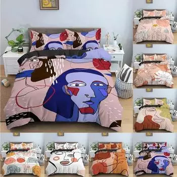 3D Abstract Bedding Set Human Faces Texture Duvet Cover Bedroom Comforter Covers With Pillowcase Single King Home Textile 70x133cm 2pcs