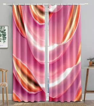 3D абстрактная золотая розовая гладкая шелковая текстура затемняющая оконная штора для гостиной спальни ванной кухни шкафа декор крючки W50 X H130(CM)X2&Hook