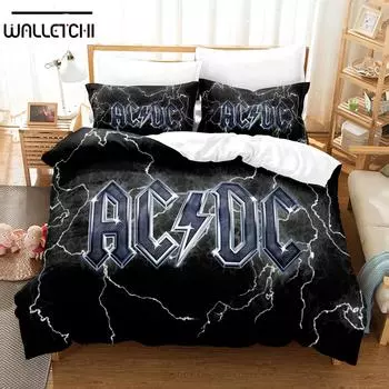 3D Ac Dc Music Постельное белье Пододеяльник Комплект с наволочкой Твин Полный Queen King Постельное белье Постельное белье EU single(135x200cm)