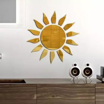 3D акриловая форма солнца зеркальная поверхность настенная наклейка DIY настенное украшение