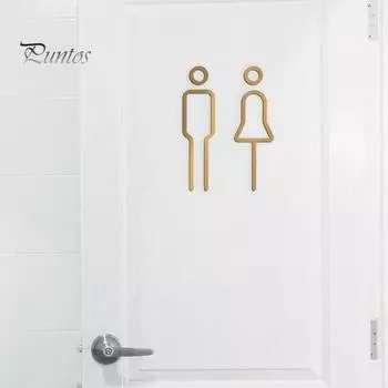 3D акриловый знак для ванной комнаты, туалета, туалета, туалета, мужчин и женщин, знак на дверь, деловой ресторан, офис, отель, туалетная комната, настенный идентификационный знак золотистый