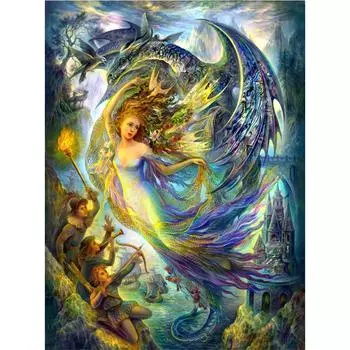 3D Алмазная вышивка Картина Вышивка крестиком Круглая картина со стразами Красавица и чудовище Full Round 20x25CM