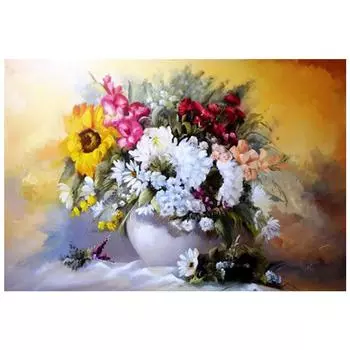 3D Алмазная вышивка Картина Вышивка крестиком Круглая горный хрусталь Картина Ваза Цветы Full Round 20x25CM