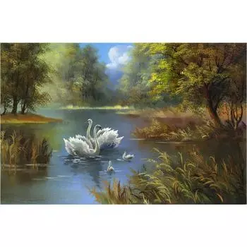 3D Алмазная вышивка Картина Вышивка крестиком Круглый горный хрусталь Картина Животное Лебедь Full Round 20x25CM
