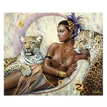 3D Алмазная вышивка Картина Вышивка крестом Круглый горный хрусталь Картина Люди и леопард Full Round 20x30CM