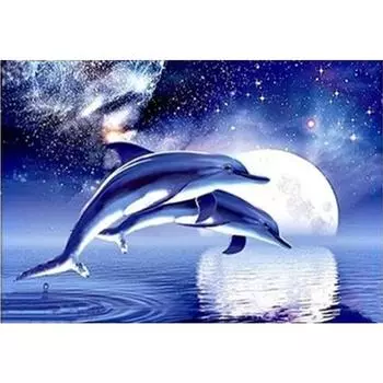 3D Алмазная вышивка Картина Вышивка крестом Круглый горный хрусталь Картина Дельфин Full Round 20x25CM