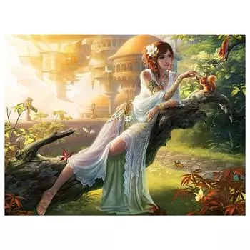 3D Алмазная вышивка Картина Вышивка крестом Круглый горный хрусталь Картина Красота и животное Full Round 20x25CM