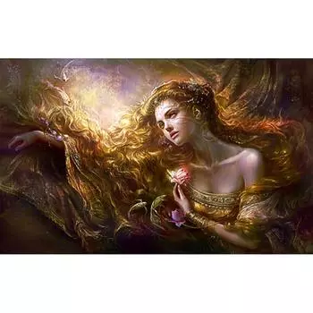 3D Алмазная вышивка Картина Вышивка крестом Круглый горный хрусталь Картина Блондинка Девушка Full Round 20x25CM