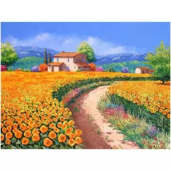 3D Алмазная вышивка Картина Вышивка крестом Круглый горный хрусталь Картина Цветочное поле Full Round 20x25CM