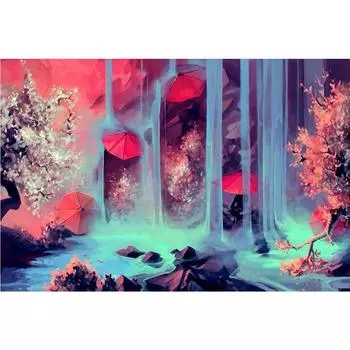 3D Алмазная вышивка Картина Вышивка крестом Круглый горный хрусталь Картина Водопад Full Round 20x25CM