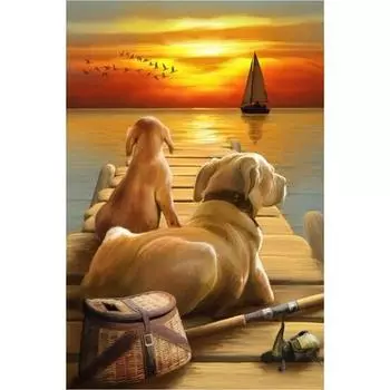 3D Алмазная вышивка Картина Вышивка крестом Круглый горный хрусталь Картина Животные Собаки Full Round 20x25CM