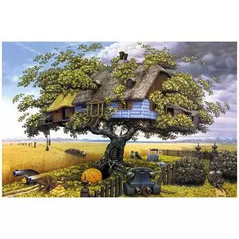 3D Алмазная вышивка Картина Вышивка крестом Круглый горный хрусталь Картина Дом на дереве Full Round 20x25CM