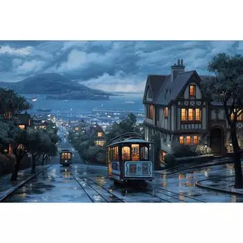 3D Алмазная вышивка Картина Вышивка крестом Круглый горный хрусталь Картина Город Ночной вид Full Round 20x25CM