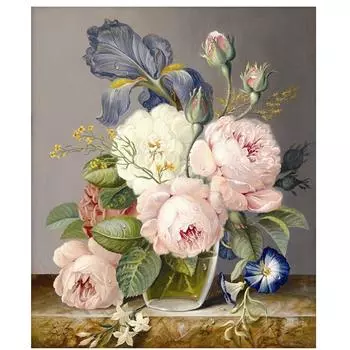 3D Алмазная вышивка Картина Вышивка крестом Круглый горный хрусталь Картина Цветы растений Full Round 20x25CM