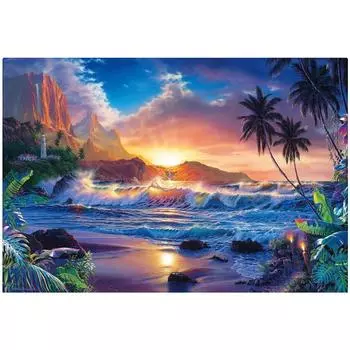 3D Алмазная вышивка Картина Вышивка крестом Круглый горный хрусталь Картина Приморские волны Full Round 20x25CM