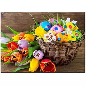 3D алмазная вышивка пасхальное яйцо тюльпан вышивка крестиком полный дисплей дрель мозаика 5D DIY круглая дрель смола горный хрусталь Настенный декор Full Round 20x30CM