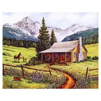 3D Алмазная вышивка Пейзажная живопись Вышивка крестиком Круглая картина со стразами Ферма Домашний декор Full Round 20x25CM
