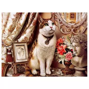 3D Алмазная вышивка Животное Кошка Картина Вышивка крестиком Круглая картина со стразами Full Round 20x25CM